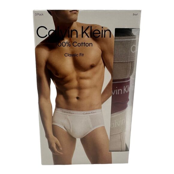 Men 3-Pack Calvin Klein CK Cotton‎ Briefs Classic Fit Underwear Multi 2XL - Picture 1 of 2